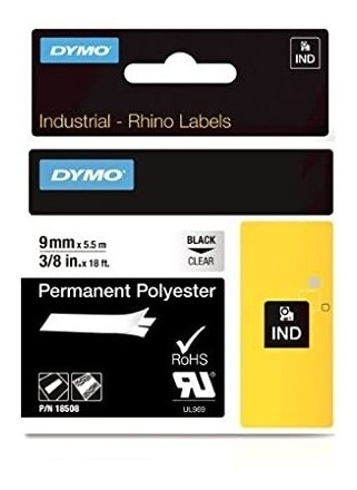 Cinta Dymo Industrial Polyester Permanente 9mm 3/8 In.