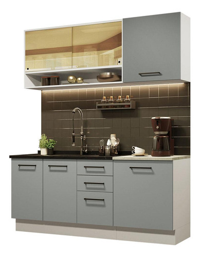 Madesa Agata Cocina Completa 180002 C Armá Balc S Color Blanco y Gris Bci Top