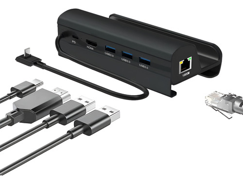 Dock 6 Em 1 Para Steam Deck E Rog Ally - Hdmi 4k 60hz Preto