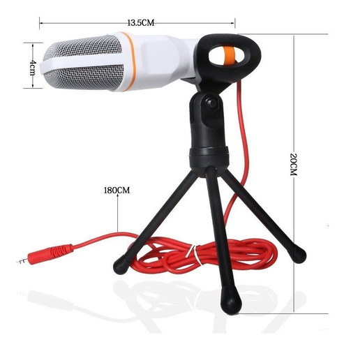 Imagen 4 de 6 de Micrófono Condensador Con Soporte Y Cable Auxiliar+adaptador