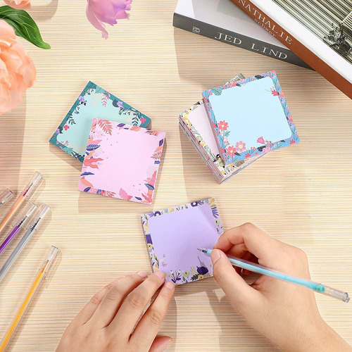 12 Pieces Floral Sticky Notes Flower Design Self-adhesive No