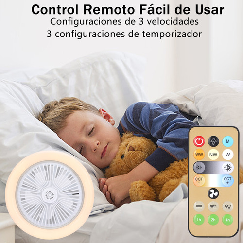 Ventilador Techo Lampara Led Control Remoto 3 Velocidades 25.5 Cm 60hz Blanco Blanco Plástico 5