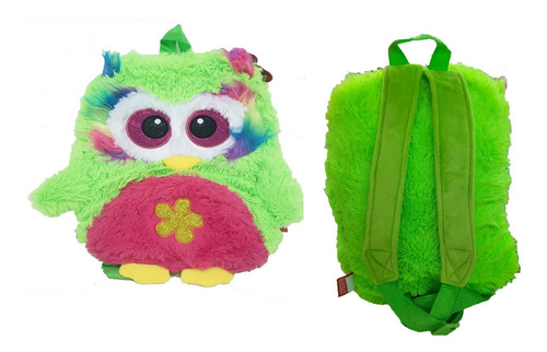 Imagen 2 de 6 de Mochila Peluche Lechuza Con Bolsillo Externo Jeg 7936