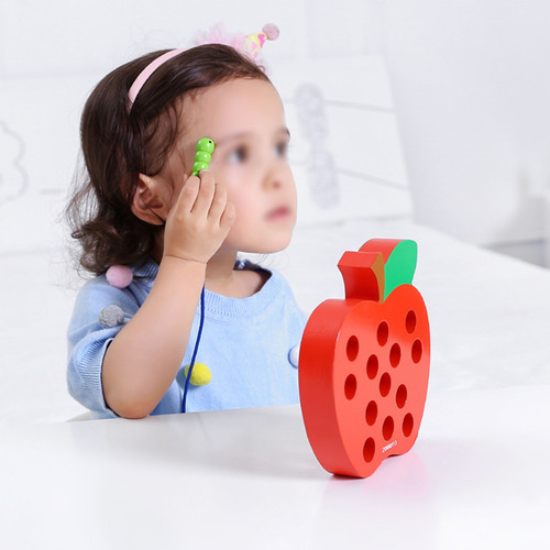 Juguete De Madera Para Comer Frutas Con Forma De Lombriz, En