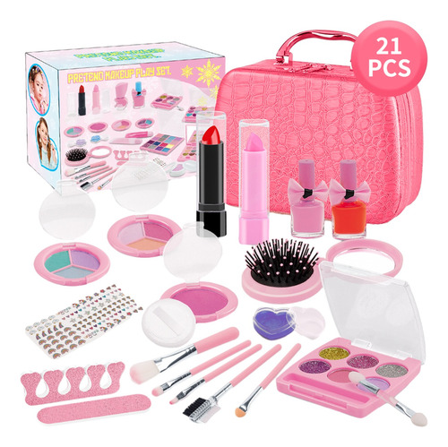 Juguete Maquillaje Reales Lavables Tocador Estuche Set Niñas