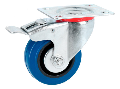Rodaja De Goma Elástica Giratoria Con Freno Azul 5