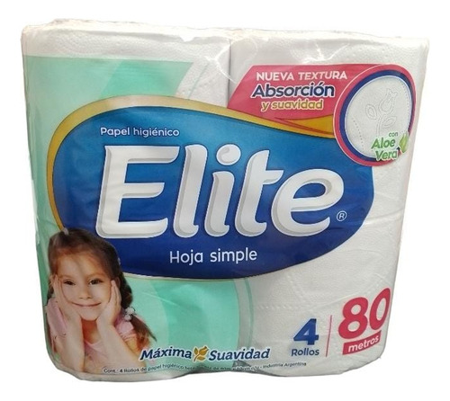 Papel Higienico Elite Hoja Simple 80mx 4 Rollos Pack 3 Unid