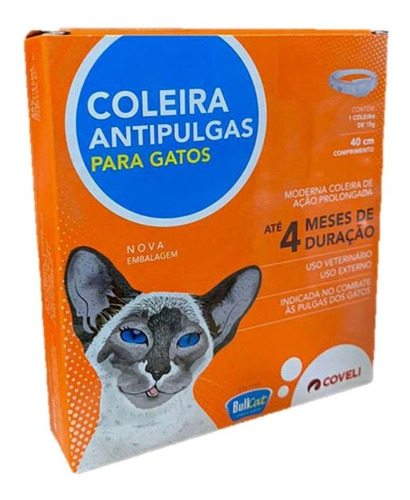 Coleira Bullcat Anti Pulgas Para Gatos Coveli 40cm 4 Meses