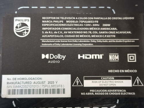 Philips 75pul6653/f8 Main Juc7.820.00293822 (Usado)