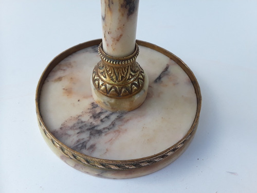 Antiguo Pie , Pedestal De Marmol Y Bronce (Usado)