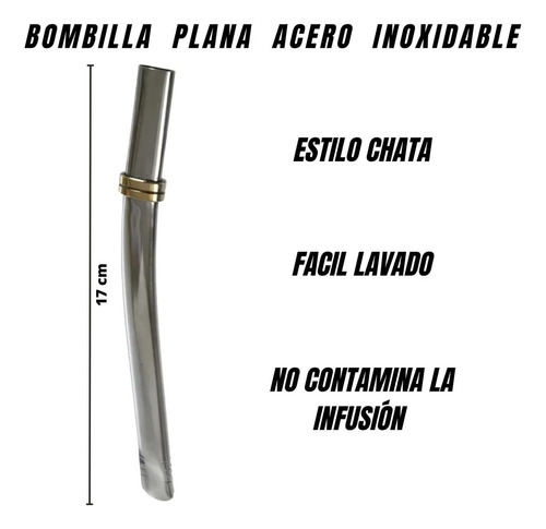 Mate De Acero Inoxidable Térmico Doble Capa+ Bombilla Chata Negro River