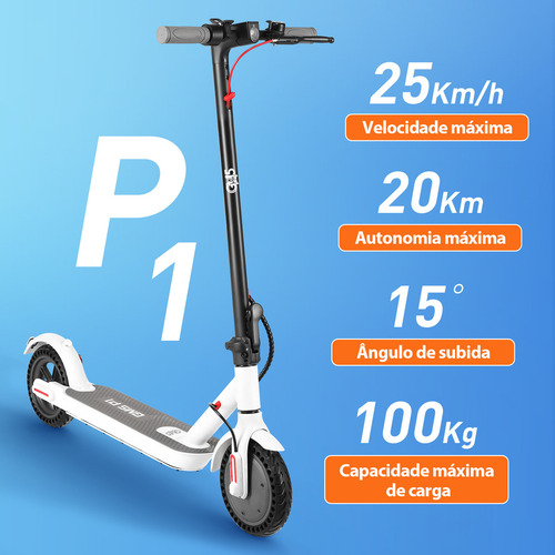 Gm5 P1 Patinete Elétrico Adulto, 400 W De Potência Máxima, 25 Km/h Velocidade Máxima, Autonomia De 20 Km Com Uma Carga Completa, Scooter Eletrica Dobrável Com Aplicativo Bluetooth Branco
