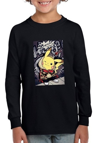 Polera Niño Pikachu Manga Larga 