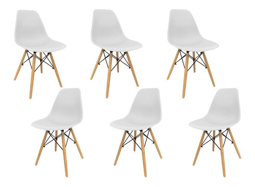 Imagen 1 de 7 de Silla Eames Blancas Diseño X 6 Unidades