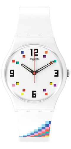 Reloj Swatch Merry-go-round Squares De Silicona So28w700 Color de la malla Blanco Color del bisel Blanco Color del fondo Blanco