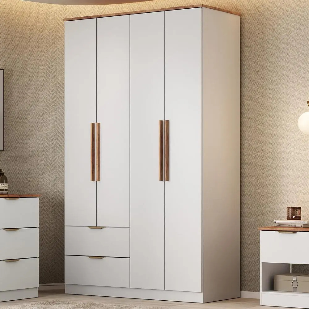 Guarda Roupa Solteiro 4 Portas Milan Carraro Branco Branco
