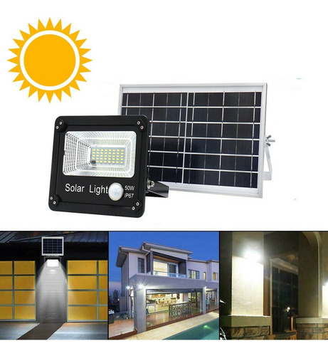 Imagen 8 de 10 de Reflector Led Control Remoto Sensor Panel Solar 50w