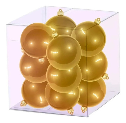 Bolas De Navidad Pack X12 Unidades Decoracion Adorno 6cm Color Dorado