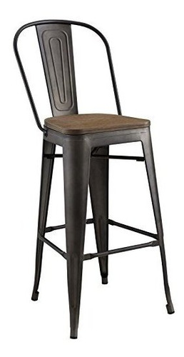 Modway Eei2814brn Promenade Modern Aluminum Bistro Seat Bamb