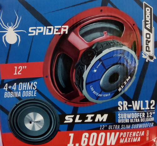 Woofer 12'  1600 Watts Doble Bobina - Ultra Delgado Spider