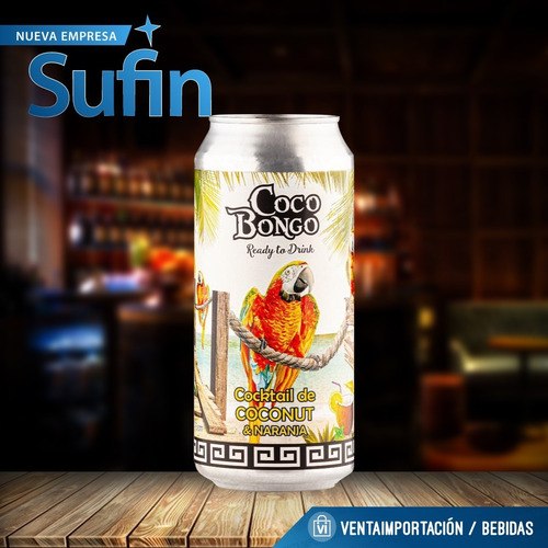 Imagen 2 de 4 de Coco Bongo Lorito Cocktail De Coconut & Naranja 473ml -sufin