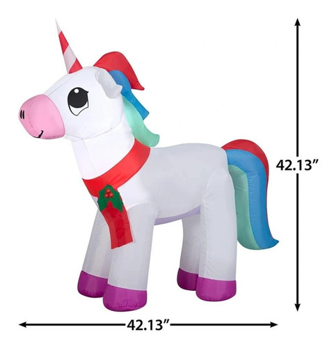 Imagen 2 de 4 de Inflable Navidad Unicornio Led 1.07 Mts