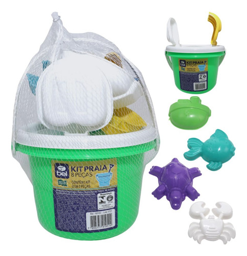 Kit Baldinho De Praia/ Brinquedos De Praia 8 Peças Sortidas
