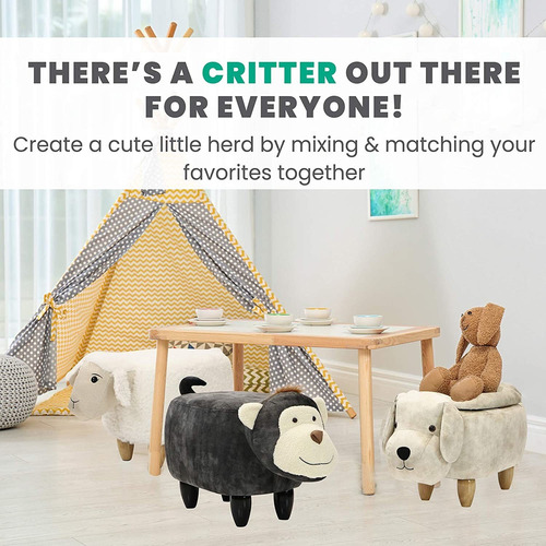 Critter Sitters Puf Otomano De Felpa Gris Con 4 Patas D...