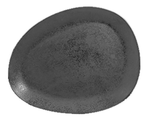 Set De 12 Plato Porcelana Negro 21cm Karbon Rak