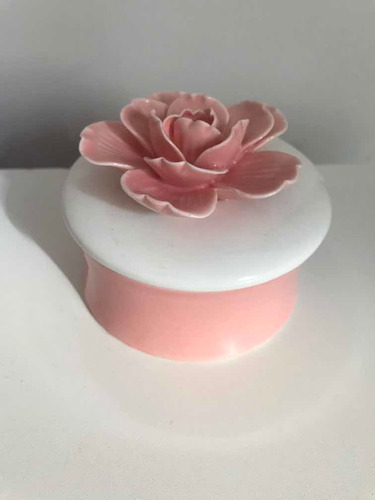 Porta Jóias De Porcelana Com Tampa De Rosa