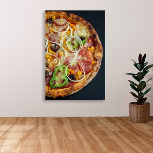 Cuadro Hamburguesa Pizza Canvas Grueso Restaurante 60x90cm