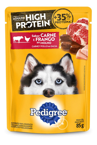 Sachê Pedigree Cães Adulto High Protein Carne E Frango  85g