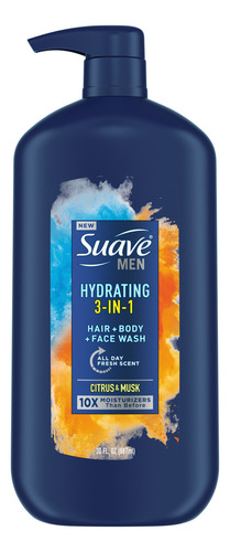 Suave Men 3 En 1 Body Wash Para Hombre,cabello,cara Y Cuerpo