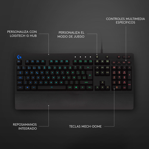 Teclado Logitech G213 Rgb Gaming Qwerty Negro