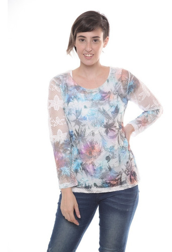 Imagen 5 de 9 de Remera Manga Larga Calada Sublimada Mujer Art 2430