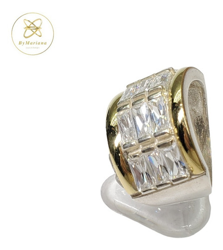 Imagen 7 de 9 de Anillo Plata Y Oro 4 Hileras Baguette Piedra Blanca