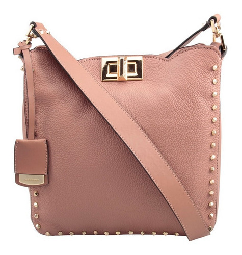 Imagem 2 de 5 de Bolsa Feminina Tiracolo Com Metais Em Couro Carrano Bordô 80