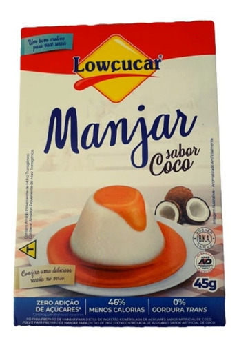 Mistura Em Pó Para Manjar Sabor Coco Lowçucar 45g.