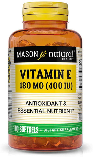 Suplemento Vitamínico Natural Mason 180 Mg E 400 Iu 100 Cáps