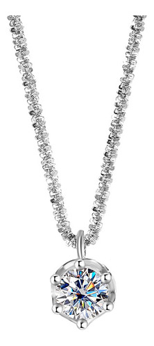 1ct Moissanita Collar De Diamantes Plata Esterlina Cadena