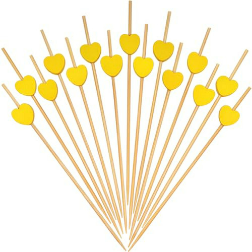 Pinchos De Bambú  Corazón Amarillo