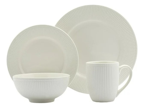 Vajilla Porcelana Con Relieve 16 Piezas 4 Persona Metro Home