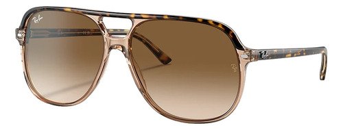 Anteojos de sol Ray-Ban Bill Standard con marco de acetato color polished havana, lente light brown degradada, varilla tortoise de acetato - RB2198