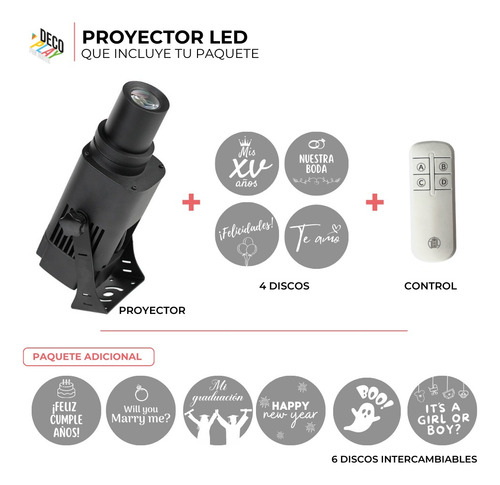 Proyector Con Frases Intercambiables Decoración De Fiestas