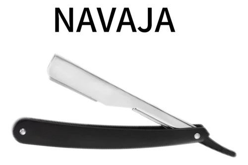 Set Para Barberia Profesional Navaja + Capa + Accesorios Pro Negro