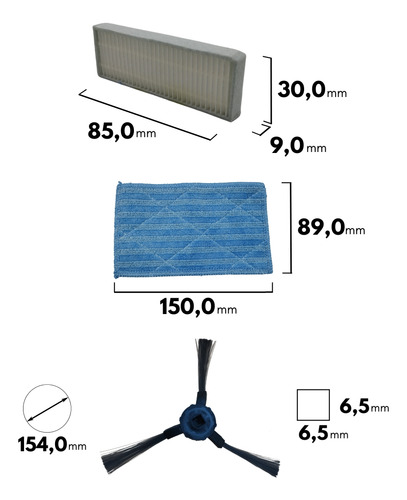 Kit Filtro Refil Mop E Escovas Robô Electrolux Home-e Erb20