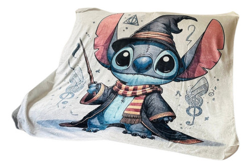 Colcha Manta Polar Soft Animada 1,50 X 1,60 Azul Oscuro Stich Harry