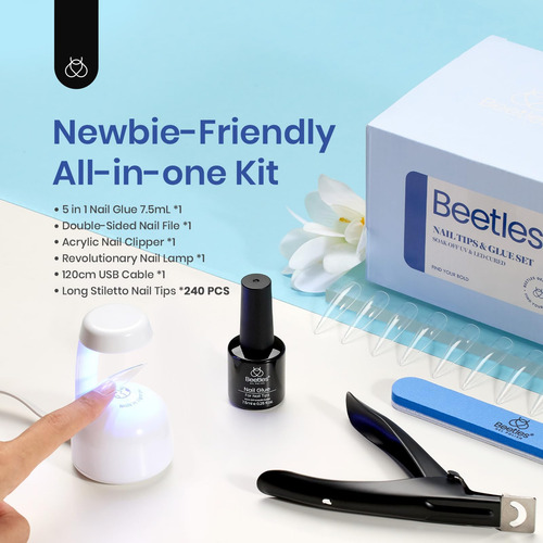 Kit De Extension De Uñas De Gel Facil 240 Puntas 5 En 1 Transparentes
