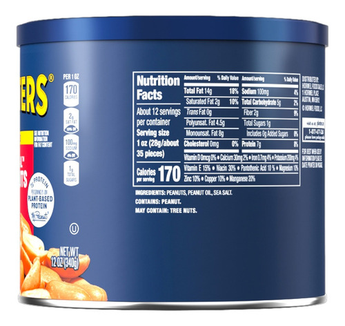 12 Cacahuates Salados Planters 340g Peanuts Cocktail