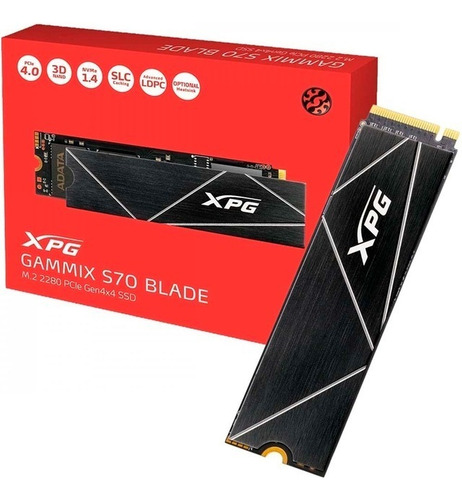Ssd 512gb M.2 2280 Pci-e Nvme 1.4 Gen4x4 Adata Xpg Gammix S70 Blade Leitura 7400mb/s Compatível Com Pc Notebook Playstation 5 Cor Preto